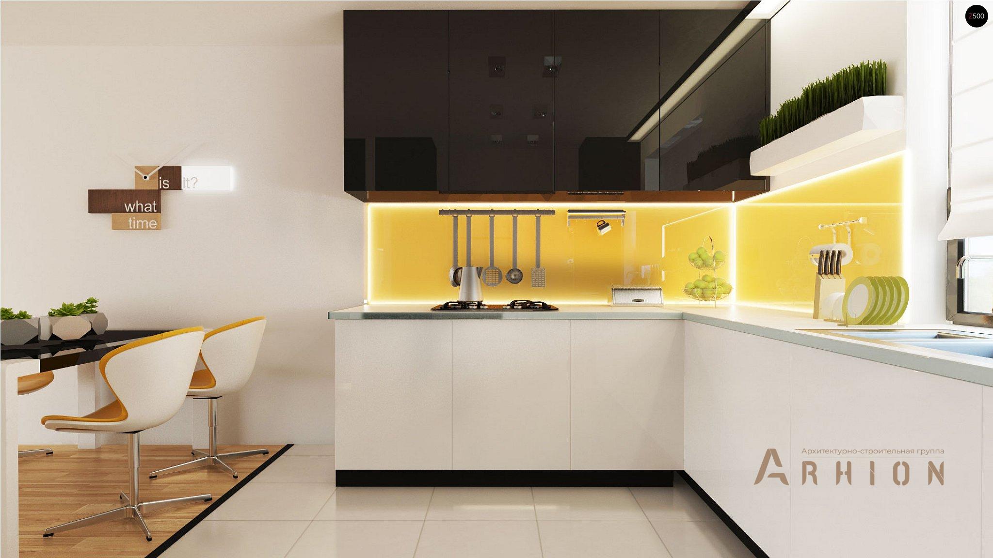 11. Проект одноэтажного дома в современном стиле с двускатной кровлей, Z98 L GP, площадью - 143 кв c терассой, гаражом